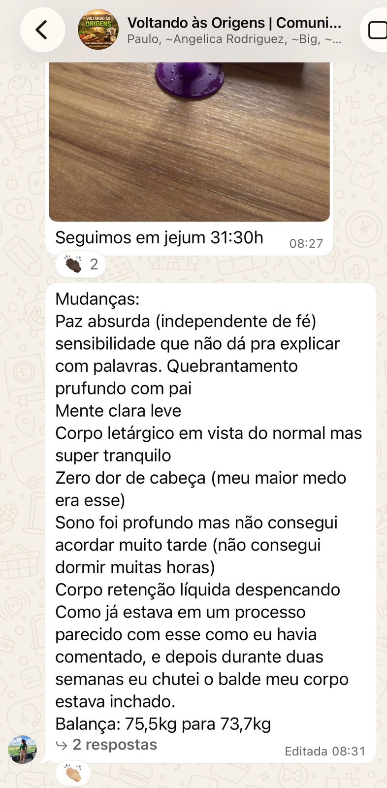 Depoimento de aluno do protocolo